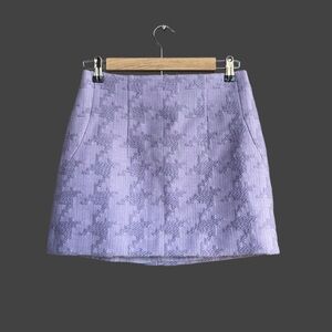 MANGO BLOGGER FAVE Lavender Lilac Purple Houndstooth Textured Mini Skirt Sz S